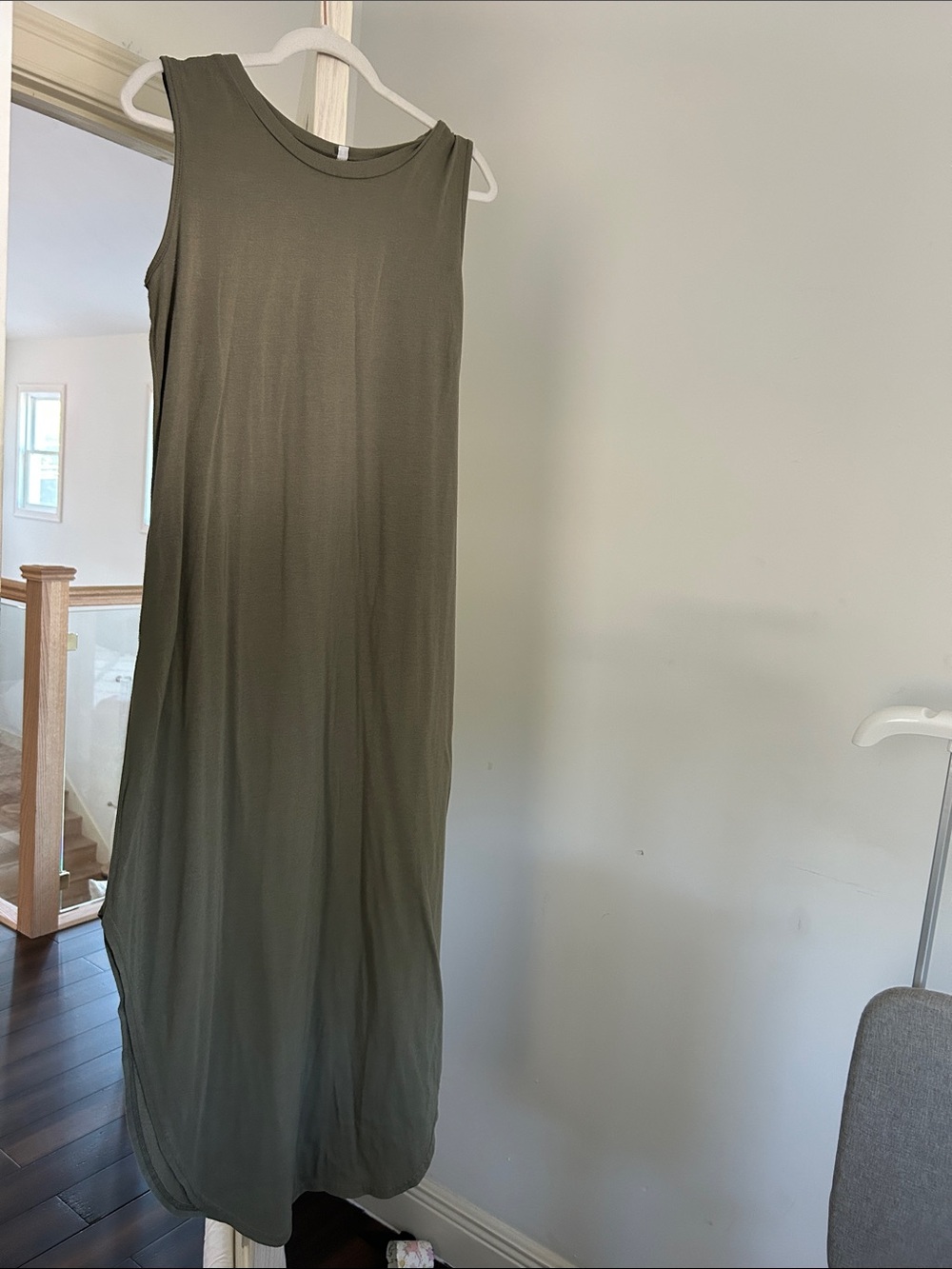 Sleeveless Olive Green Tank Maxi Dress